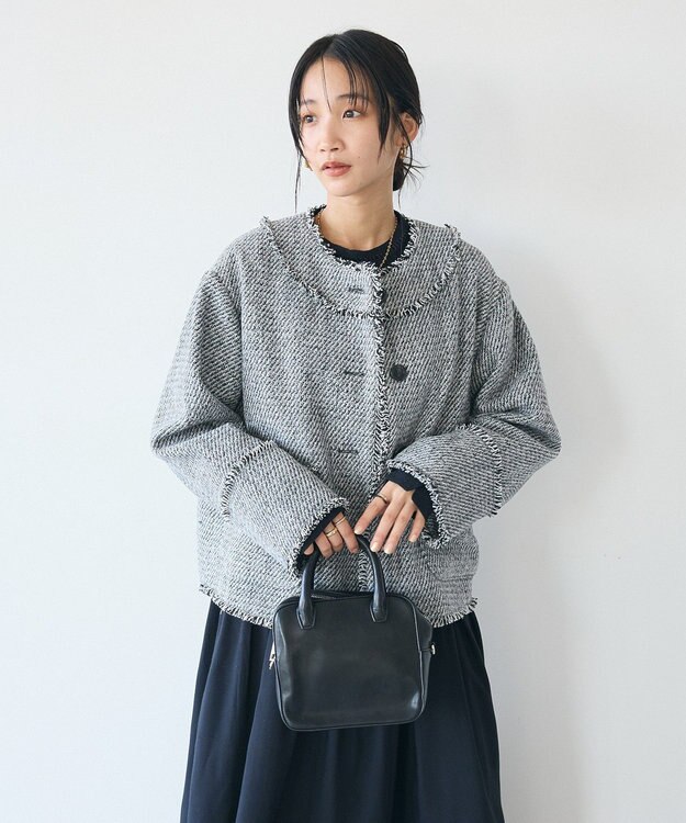 CRAFT STANDARD BOUTIQUE ツイードフリンジジャケット Gray