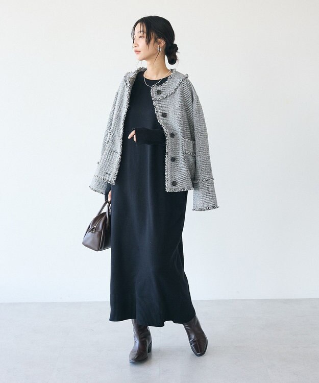 CRAFT STANDARD BOUTIQUE ツイードフリンジジャケット Gray
