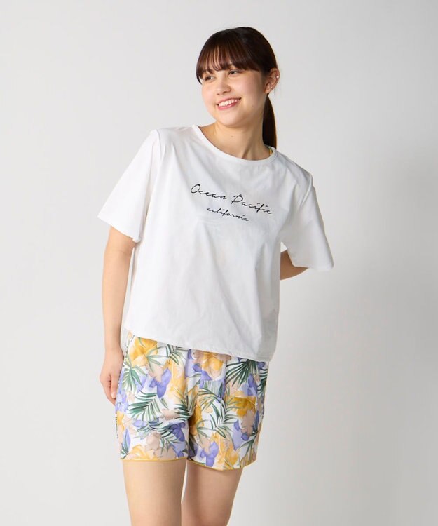 OP／FILA 【Ocean Pacific】裾ブラウジングTシャツ付き４点セット水着 イエロー
