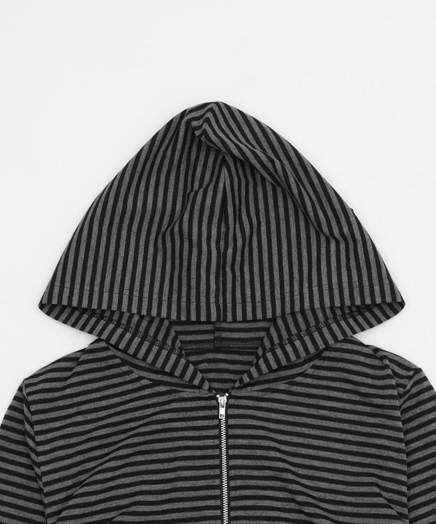 WEGO 柄Wジップパーカー グレーボーダー