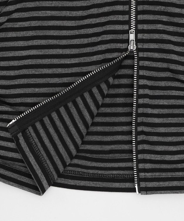 WEGO 柄Wジップパーカー グレーボーダー