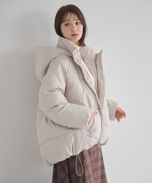 earth music&ecology 2WAYパファーブルゾン Beige