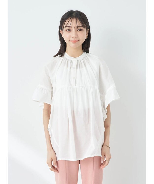 earth music&ecology コットンボイルボリュームブラウス Off White