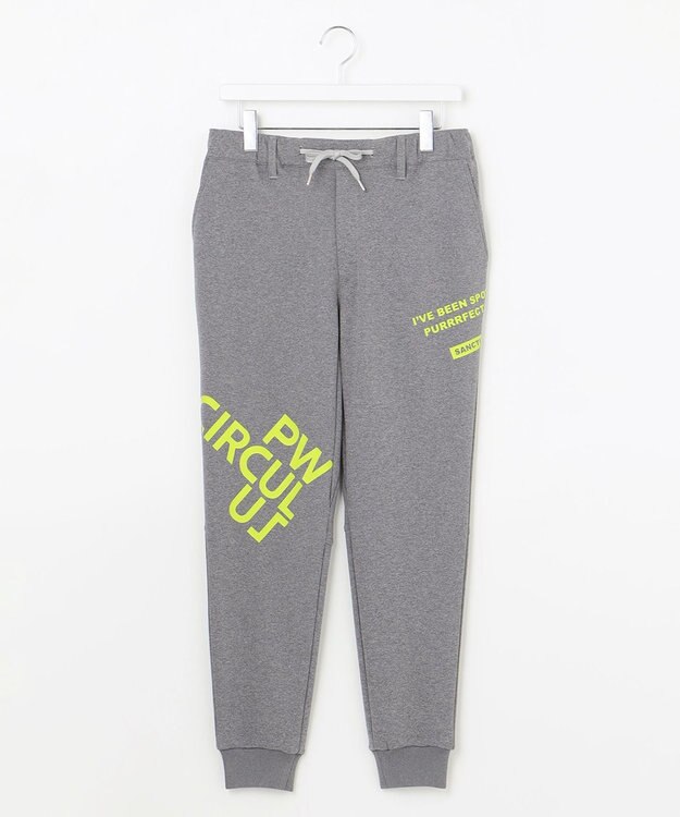 PW CIRCULUS 【MEN】【洗える/吸汗速乾/ストレッチ】ダンボール ロゴ ジャージー パンツ ライトグレー系