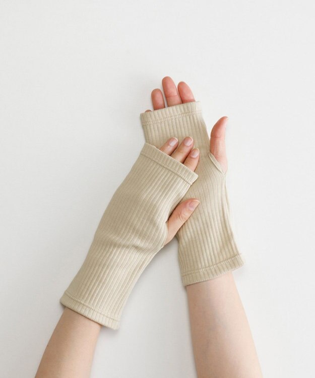 ORuKuBET organic cotton rib wrist cover 【 UVカット・オーガニックコットン・日本製 】 ベージュ