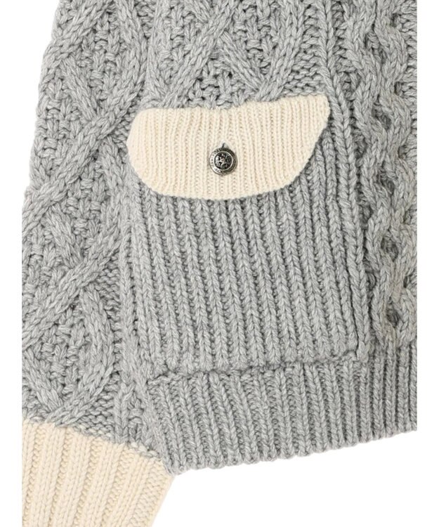 AMERICAN HOLIC 配色ケーブルニットカーディガン Light Gray Mixture