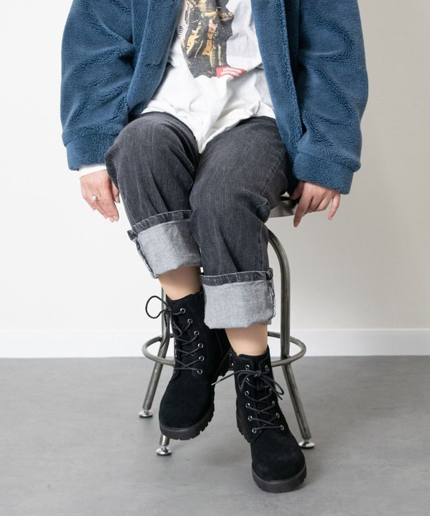Bridget Birkin 【PARADIS COULEUR】オブリークトウレースアップブーツ ブラックスウェード