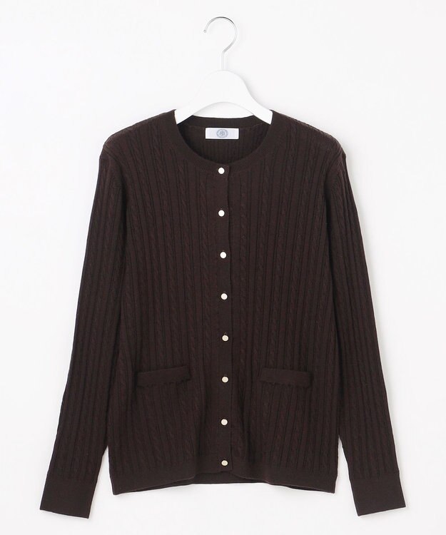 J.PRESS LADIES KNIT BASIC クルーネック カーディガン ダークブラウン系