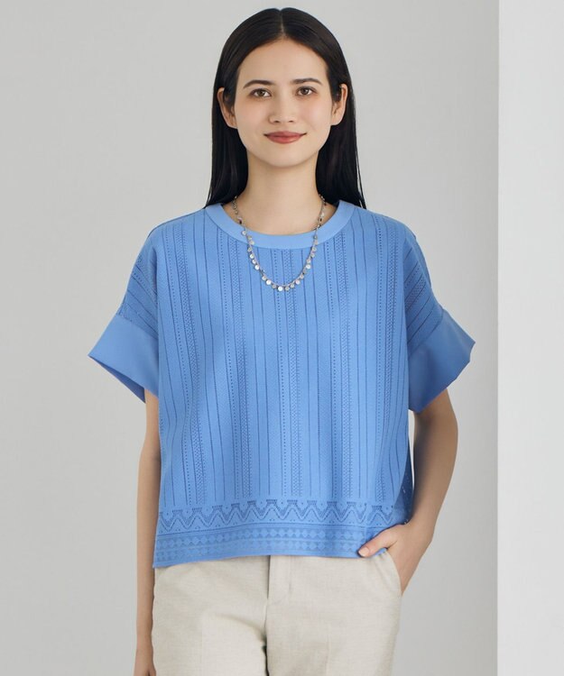 自由区 S 【カタログ掲載・2点SET】レースエッジ プルオーバー ブルーグレー