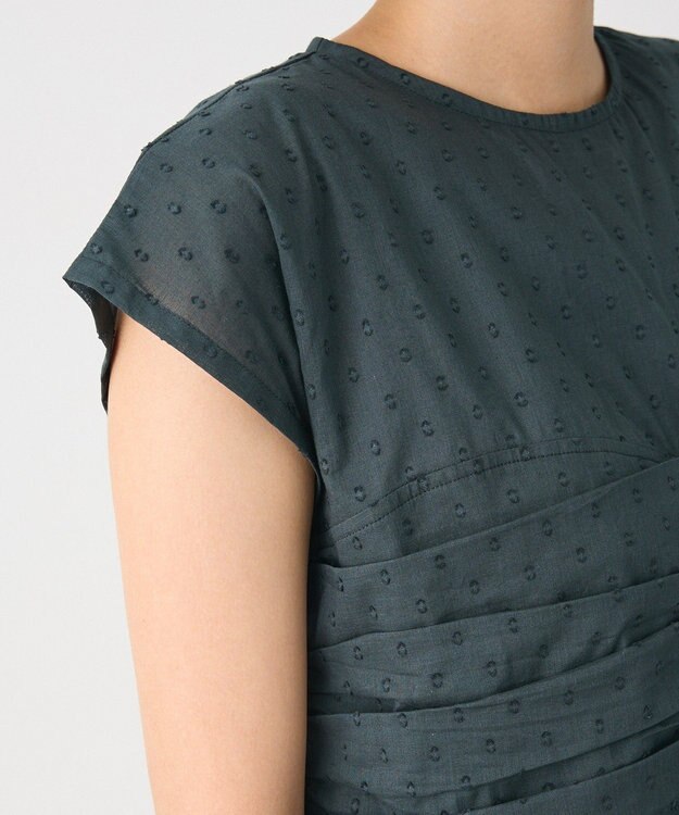 CRAFT STANDARD BOUTIQUE インド綿ドット刺繍ブラウス Green