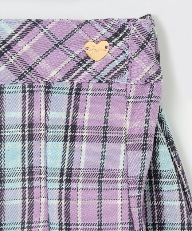 ANY KIDS ラメチェックプリーツスカパン ラベンダー系