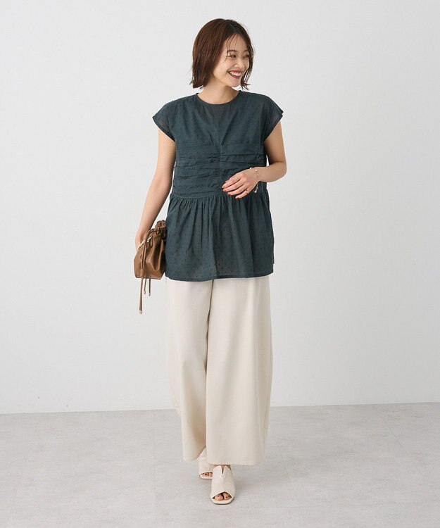 CRAFT STANDARD BOUTIQUE インド綿ドット刺繍ブラウス Green