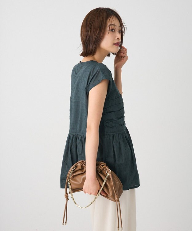 CRAFT STANDARD BOUTIQUE インド綿ドット刺繍ブラウス Green