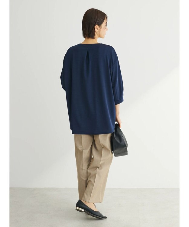 Green Parks バー付き７分袖ブラウソー Navy