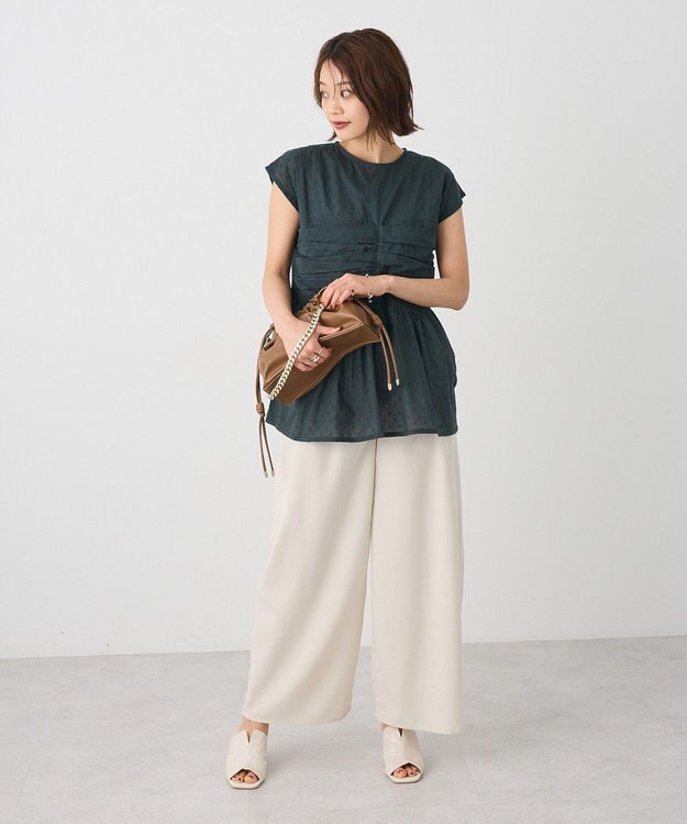 CRAFT STANDARD BOUTIQUE インド綿ドット刺繍ブラウス Green