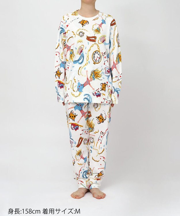 tsumori chisato SLEEP ツモリチサト パジャマ 綿混(本体) あったか 長袖 長ズボン レディース UDW400 /ワコール アイボリー