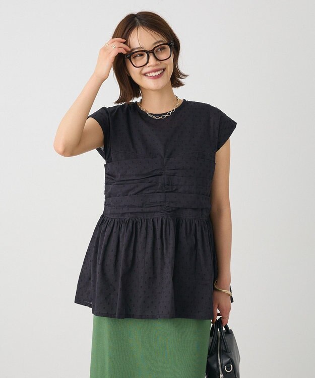 CRAFT STANDARD BOUTIQUE インド綿ドット刺繍ブラウス Black