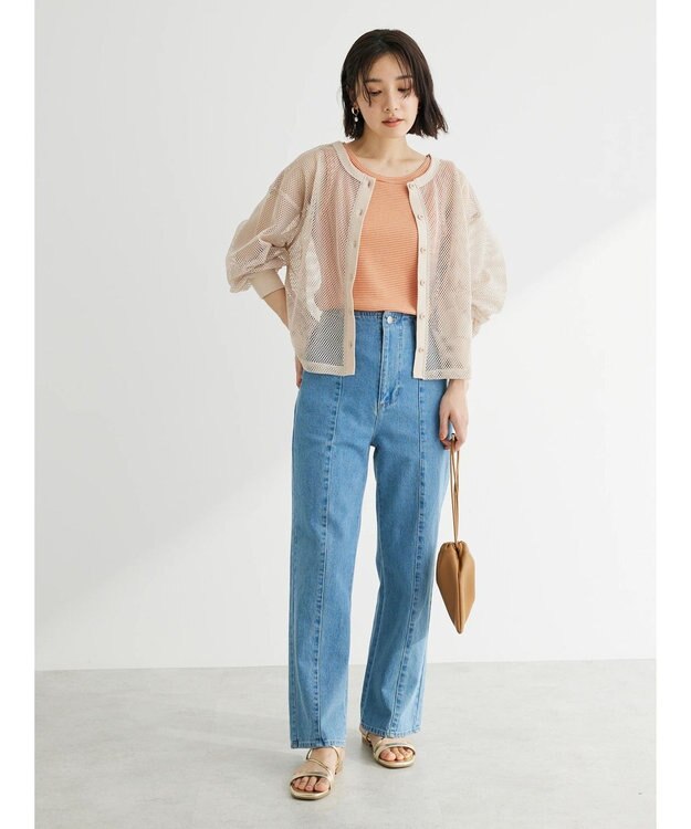 Green Parks ・ＥＬＥＮＣＡＲＥ　ＤＵＥ　２ｗａｙメッシュカーディガン Beige