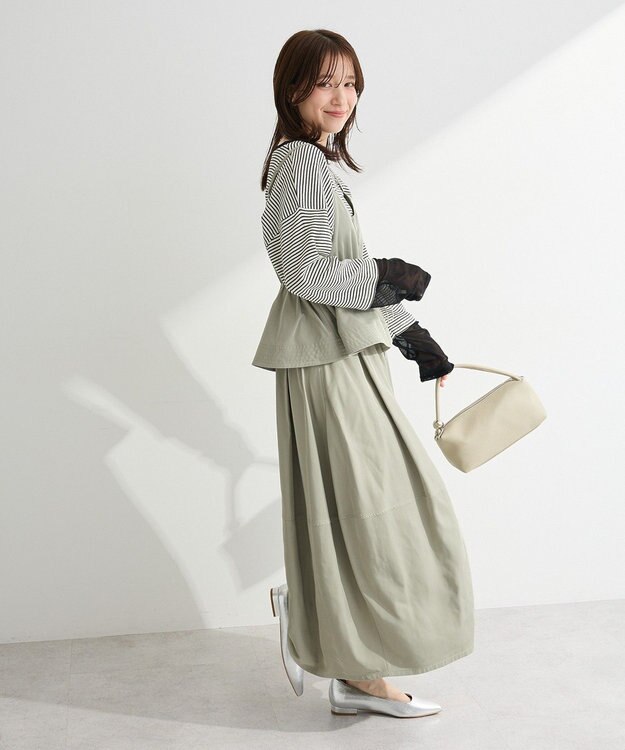 Green Parks 袖チュールリブプルオーバー Ivory