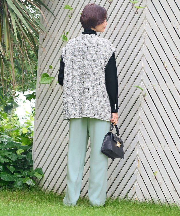 自由区 ラメキャンディーツイード ジレ モノトーン