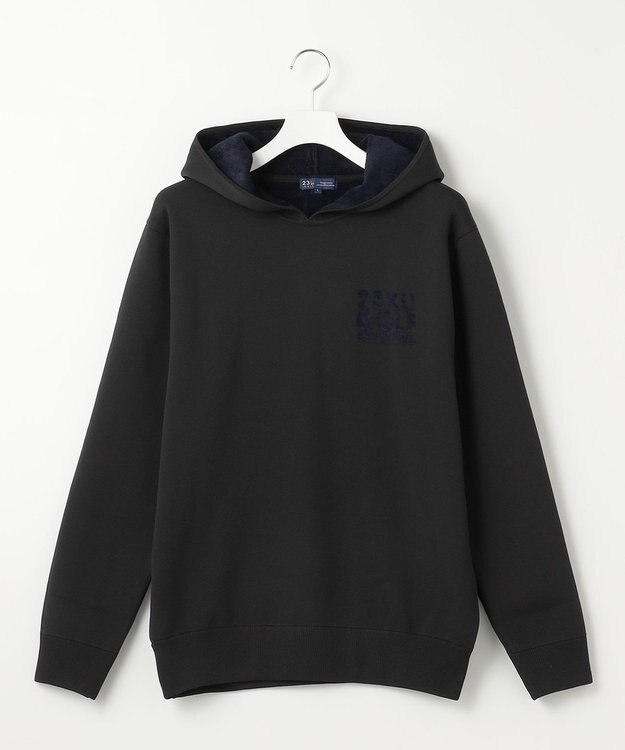 23区GOLF 【MEN】【ウォッシャブル】スヌード付き 裏モールパーカー ニット ブラック系