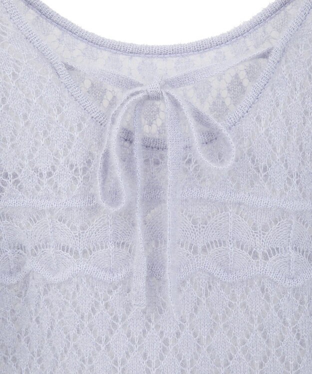 earth music&ecology キャットヤーン透かし編みニットプルオーバー Grayish Blue