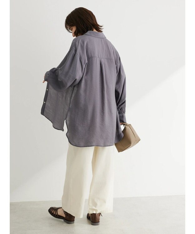 Green Parks レギュラーカラーシアーシャツ Charcoal Gray