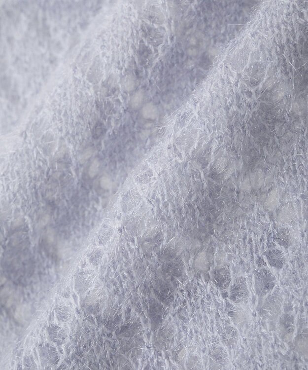 earth music&ecology キャットヤーン透かし編みニットプルオーバー Grayish Blue