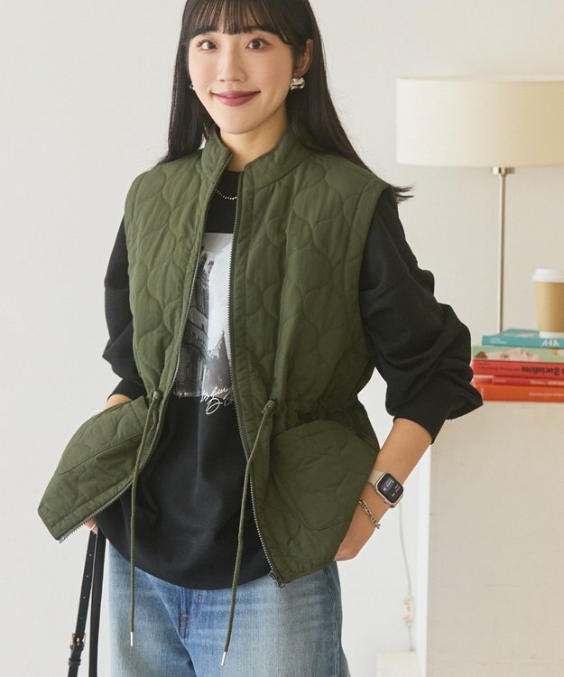 AMERICAN HOLIC ドロストキルティングベスト Khaki