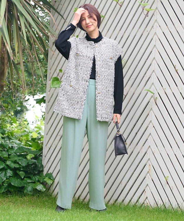 自由区 ラメキャンディーツイード ジレ モノトーン