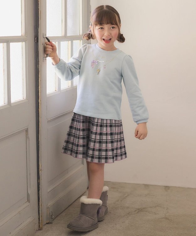 ANY KIDS 【らくっトレーナー】裏毛 ネックレス トレーナー サックスブルー