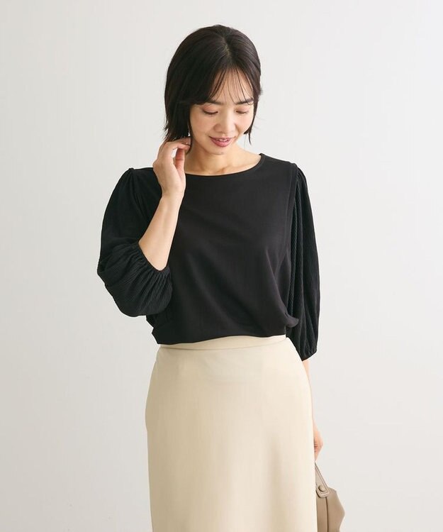 Green Parks 袖表面ドッキングカットプルオーバー Black