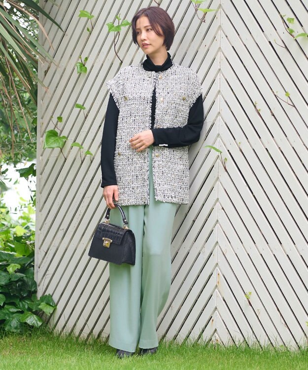 自由区 ラメキャンディーツイード ジレ モノトーン