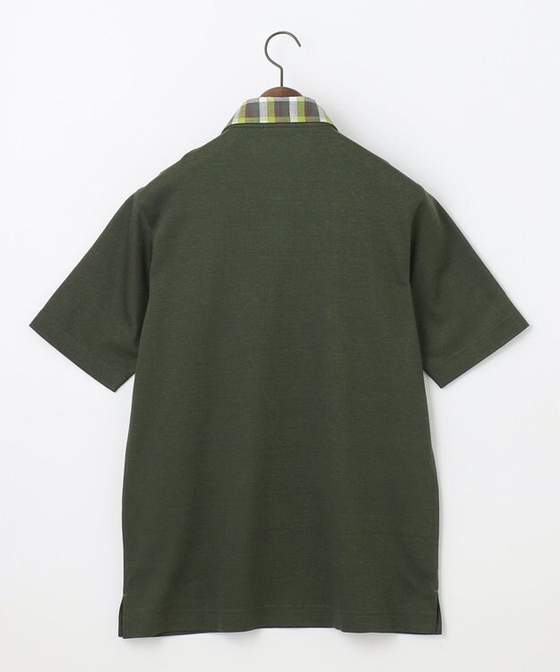 JOSEPH ABBOUD 【リネン素材/清涼感/吸水速乾】リネンハニカム 半袖 ポロシャツ ダークグリーン系