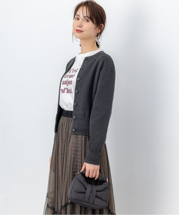 組曲 L 【加藤ローサさん着用】プリントロング Tシャツ ロゴホワイト系