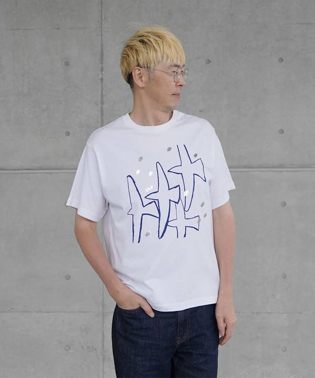 nitorito 【UNISEX】tori Tシャツ blue×(Silver箔プリント)