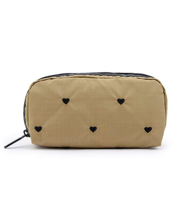 LeSportsac RECTANGULAR COSMETIC/モカブラックハートエンブロイダリー モカブラックハートエンブロイダリー