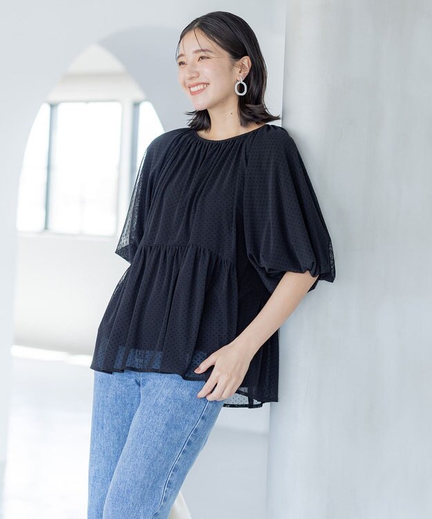 組曲 チュールティアード ブラウス ブラック系5