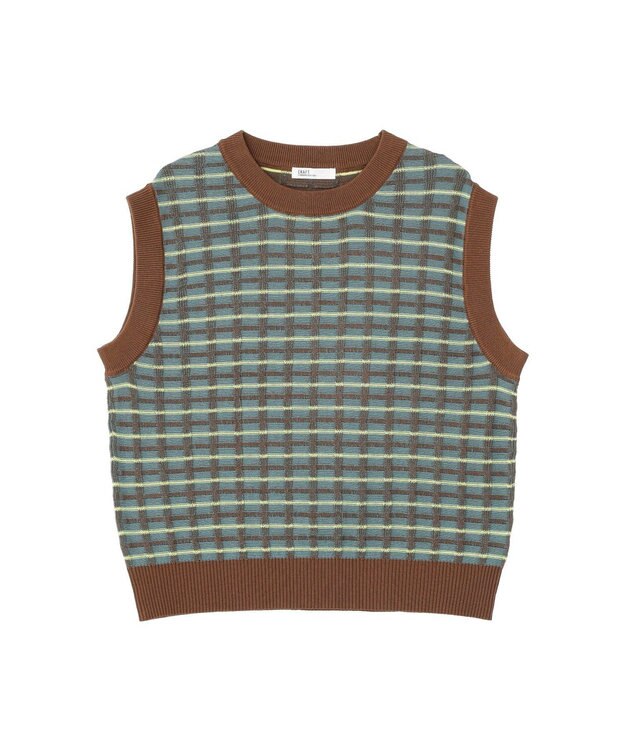 CRAFT STANDARD BOUTIQUE リンクスチェックニットベスト Blue