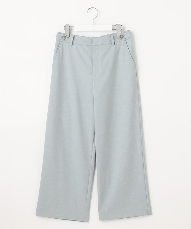 J.PRESS LADIES L 【洗える】シャークスキン セミワイド パンツ グリーン系