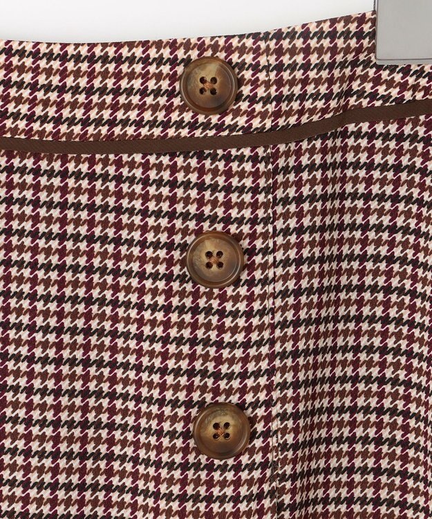 J.PRESS LADIES デシンハウンドトゥースプリント スカート ブラウン系