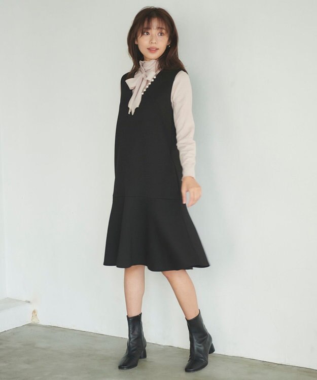 Feroux 【2WAY・洗える】リボンタイシアータートル カットソー ピンク系