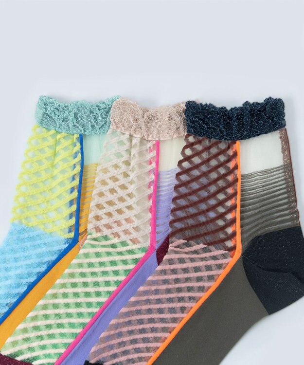 COQ しまうま シアーストライプソックス ライトオレンジ