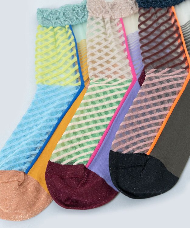 COQ しまうま シアーストライプソックス ライトオレンジ