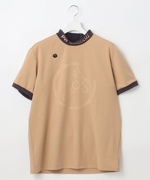 PW CIRCULUS 【MEN】【ストレッチ / UVケア】バックメッシュロゴ モックネック シャツ ベージュ