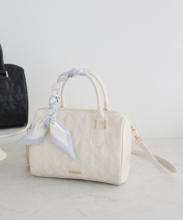 Maison de FLEUR スカーフ付きリボンキルティング2Wayボストン Ivory