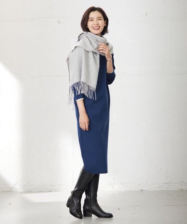 J.PRESS LADIES カシミヤ リバーシブル ヘリンボーン ストール ライトグレー系