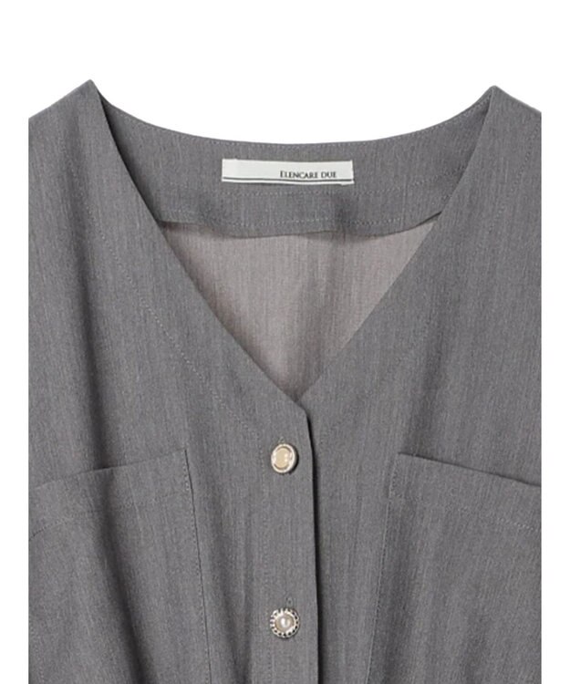 Green Parks ・ＥＬＥＮＣＡＲＥ　ＤＵＥ　Ｖネックイロイロ釦ワンピース Gray Mixture