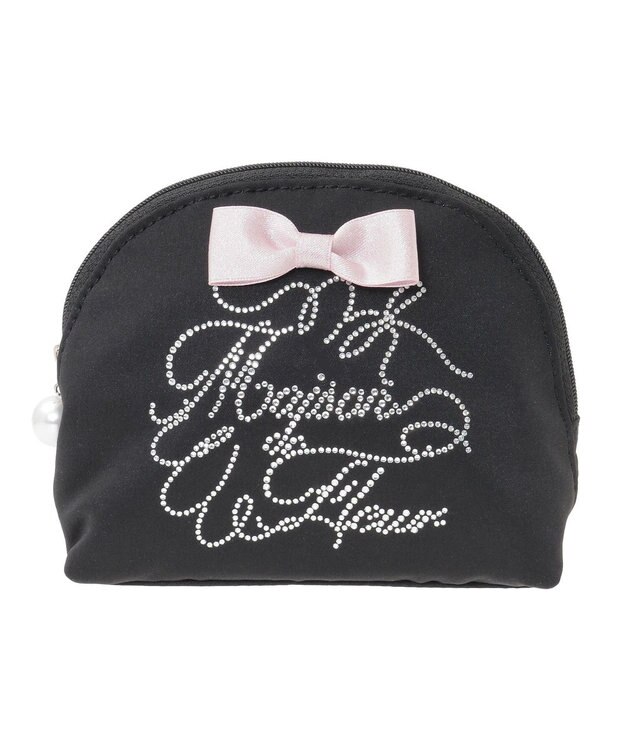 Maison de FLEUR シャイニーリボンラウンドポーチ Black