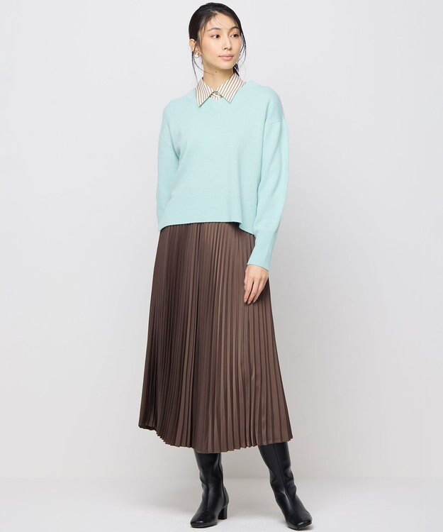 組曲 【8色展開・手洗い可】ウールカシミヤミックス Vネックニット 【WEB限定】サックスブルー系9